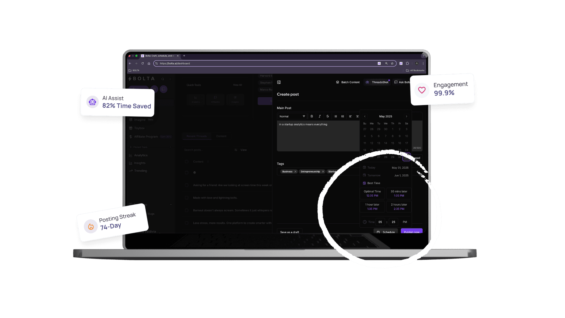 Your Agent Finds the Perfect Time to Post for You Dashboard