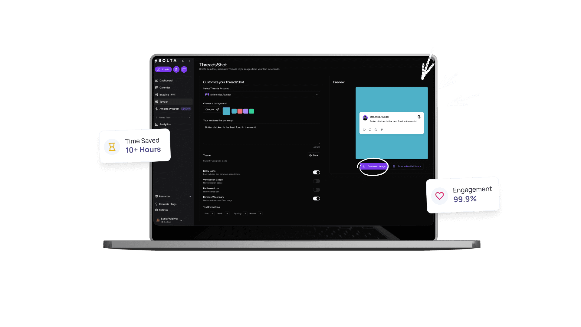 ThreadShot: Capture and Share Threads Easily Dashboard